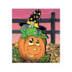 Pumpkin patch frog features a cute addition to your Halloween scene