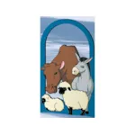 Beautiful arched pattern featuring nativity animals