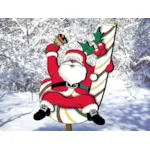 Cute candy cane Claus is a festive outdoor decoration