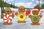 Gingerbread candy kids looks great with the gingerbread train and add to the colorful scene