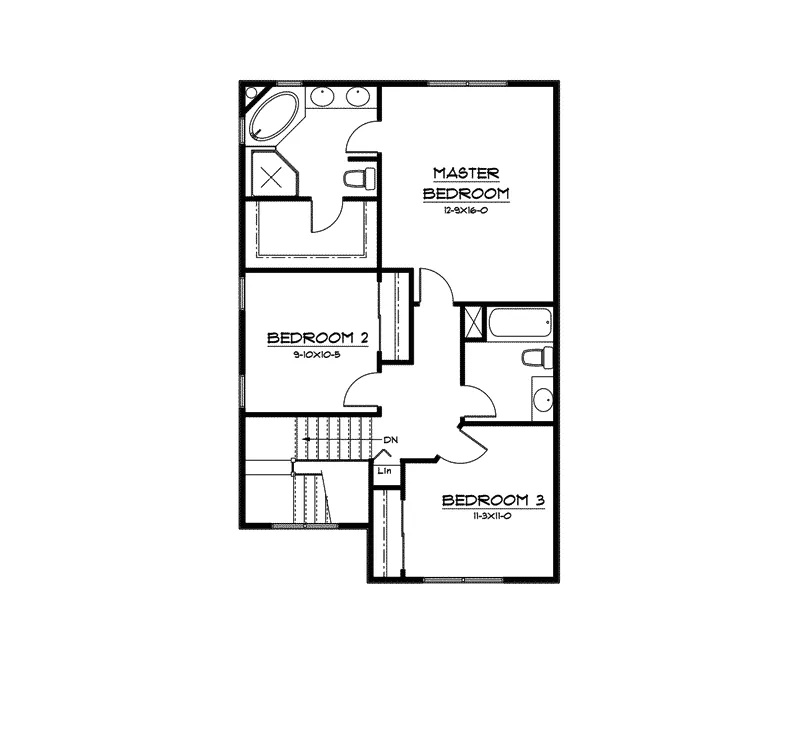 Modern Farmhouse Plan Second Floor - Holgate Narrow Lot Farmhouse 101D-0002 - Search House Plans and More