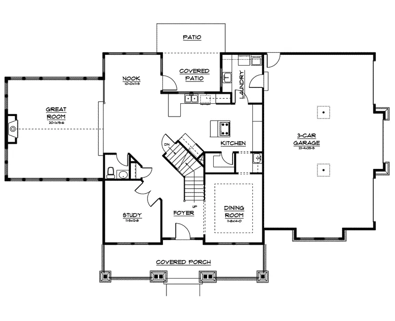 Craftsman House Plan First Floor - Winthrop Harbor Craftsman Home 101D-0007 - Shop House Plans and More