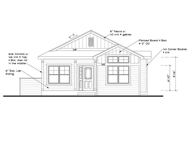 Vacation House Plan Front Elevation - Gailwood Craftsman Cabin Home 101D-0012 - Search House Plans and More