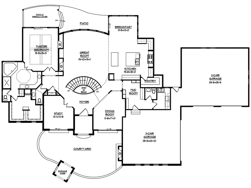 Santa Fe House Plan First Floor - Viscaya Luxury Italian Home 101D-0019 - Shop House Plans and More