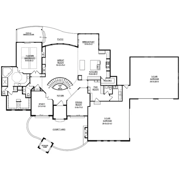 Santa Fe House Plan First Floor - Viscaya Luxury Italian Home 101D-0019 - Shop House Plans and More