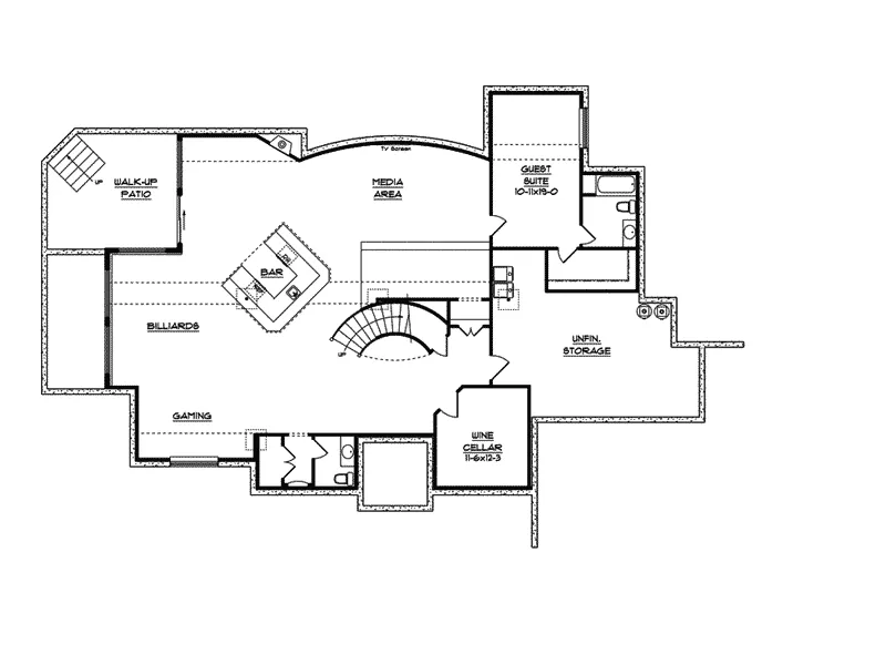 Santa Fe House Plan Lower Level Floor - Viscaya Luxury Italian Home 101D-0019 - Shop House Plans and More