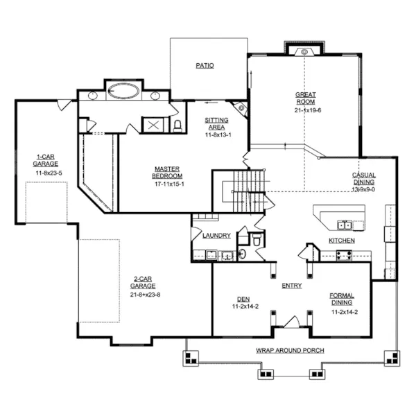 Arts & Crafts House Plan First Floor - Femme Osage Craftsman Home 101D-0020 - Search House Plans and More