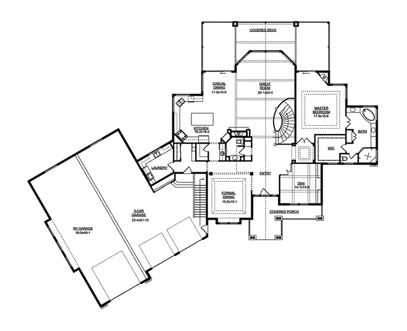 Vacation House Plan First Floor - Javier Hill Luxury Rustic Home 101D-0022 - Search House Plans and More