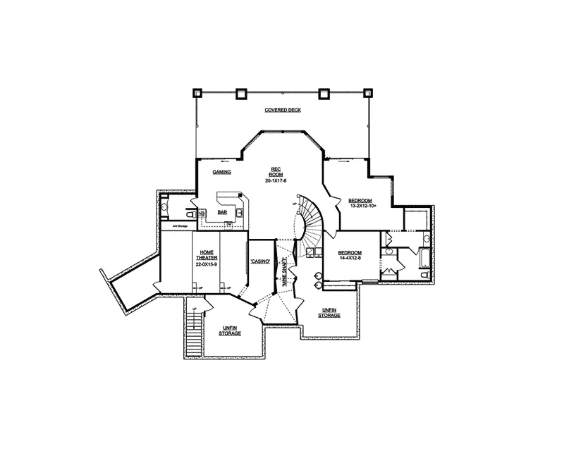 Vacation House Plan Lower Level Floor - Javier Hill Luxury Rustic Home 101D-0022 - Search House Plans and More