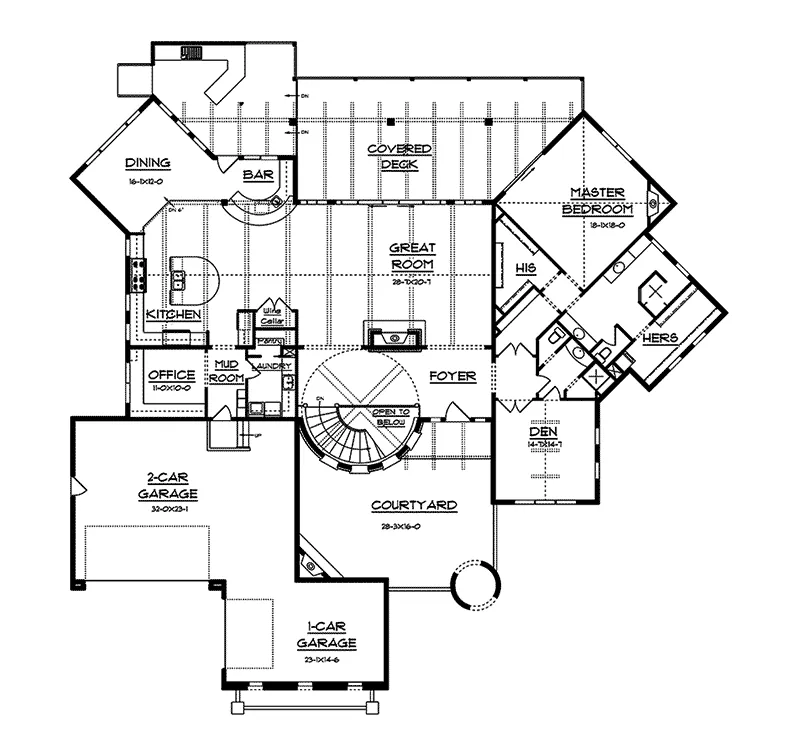 Ranch House Plan First Floor - Eldorado Bay Spanish Home 101D-0023 - Search House Plans and More
