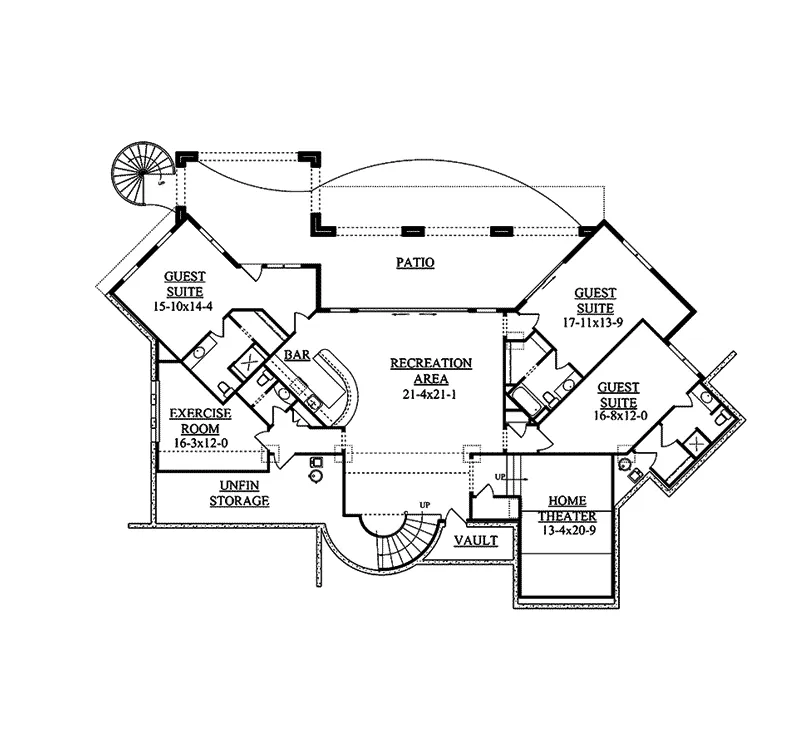 Arts & Crafts House Plan Lower Level Floor - Eldorado Bay Spanish Home 101D-0023 - Search House Plans and More