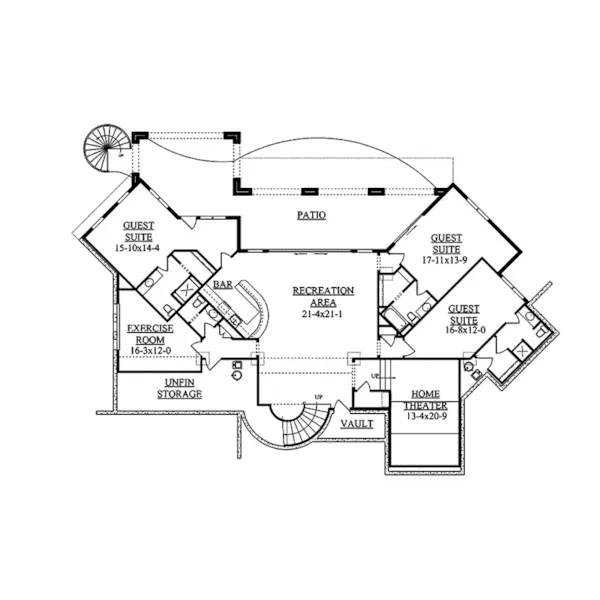 Ranch House Plan Lower Level Floor - Eldorado Bay Spanish Home 101D-0023 - Search House Plans and More