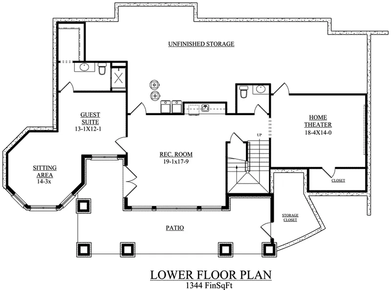 Mountain House Plan Lower Level Floor - Sanchez Trail Rustic Home 101D-0025 - Shop House Plans and More