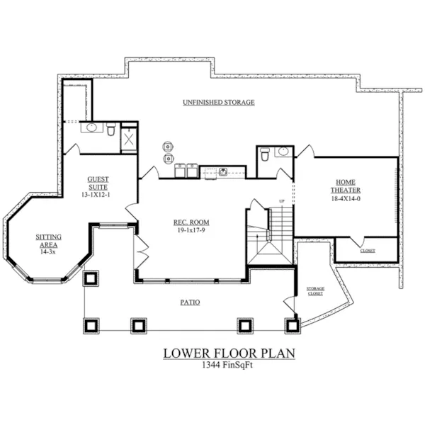 Lake House Plan Lower Level Floor - Sanchez Trail Rustic Home 101D-0025 - Shop House Plans and More