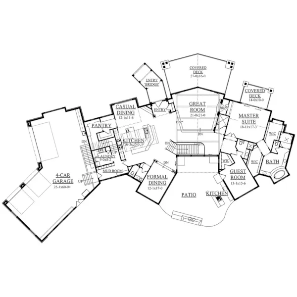 Rustic House Plan First Floor - Douglas Cliff Rustic Home 101D-0026 - Search House Plans and More