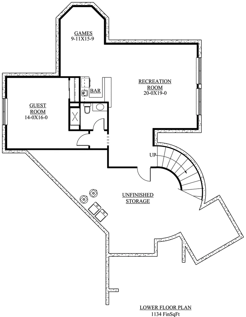 Craftsman House Plan Lower Level Floor - Tahoe Point Craftsman Home 101D-0031 - Shop House Plans and More