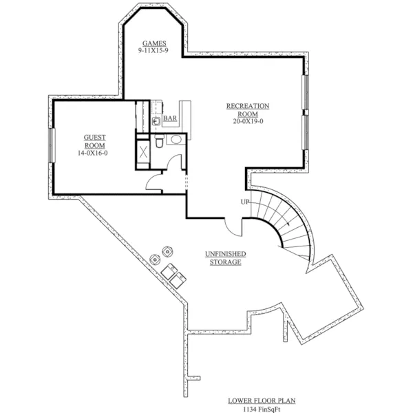 Craftsman House Plan Lower Level Floor - Tahoe Point Craftsman Home 101D-0031 - Shop House Plans and More