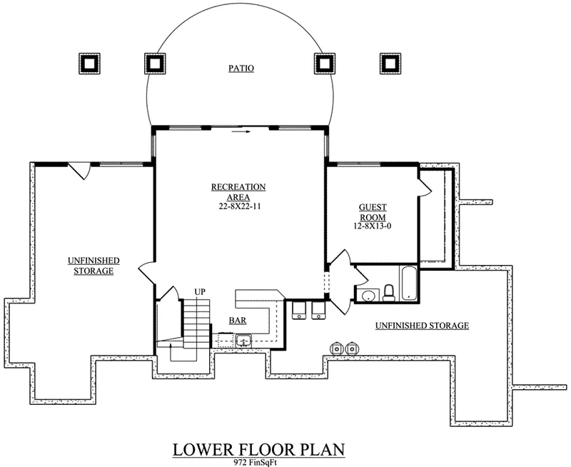 Craftsman House Plan Lower Level Floor - Snowmass Point Prairie Home 101D-0033 - Shop House Plans and More