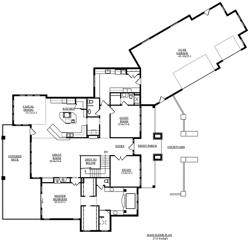 Prairie House Plan First Floor - Eton Modern Home 101D-0034 - Search House Plans and More