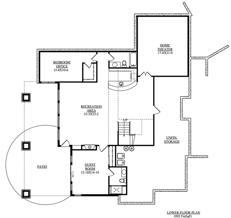 Prairie House Plan Lower Level Floor - Eton Modern Home 101D-0034 - Search House Plans and More