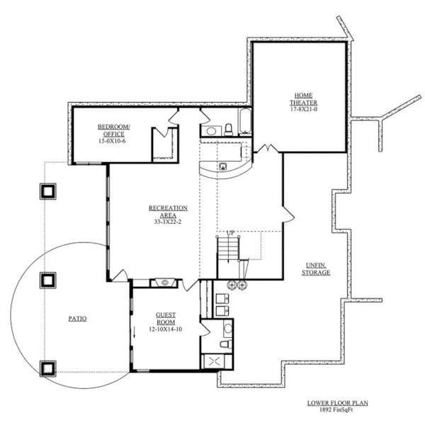 Prairie House Plan Lower Level Floor - Eton Modern Home 101D-0034 - Search House Plans and More