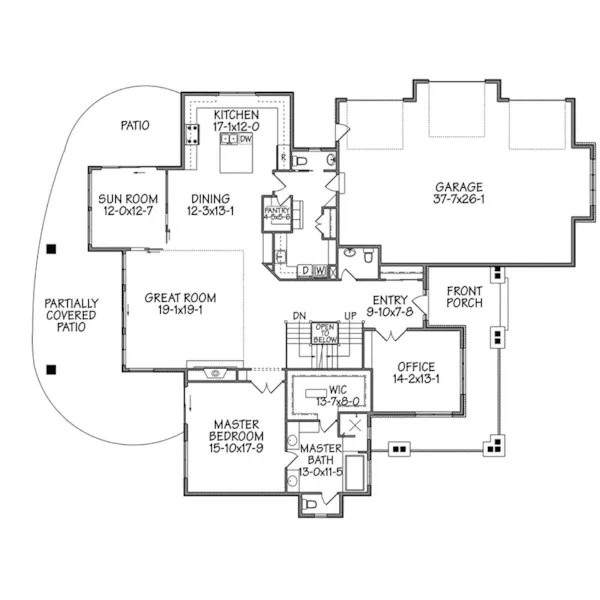 Mountain House Plan First Floor - Walker Path Rustic Home 101D-0035 - Shop House Plans and More