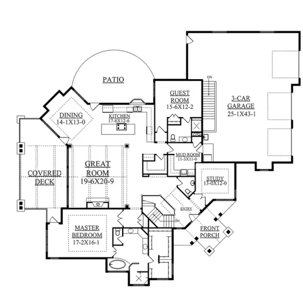 Craftsman House Plan First Floor - Novak Lake Rustic Home 101D-0038 - Shop House Plans and More