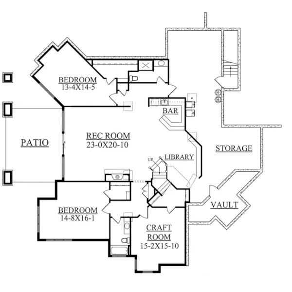 Craftsman House Plan Lower Level Floor - Novak Lake Rustic Home 101D-0038 - Shop House Plans and More