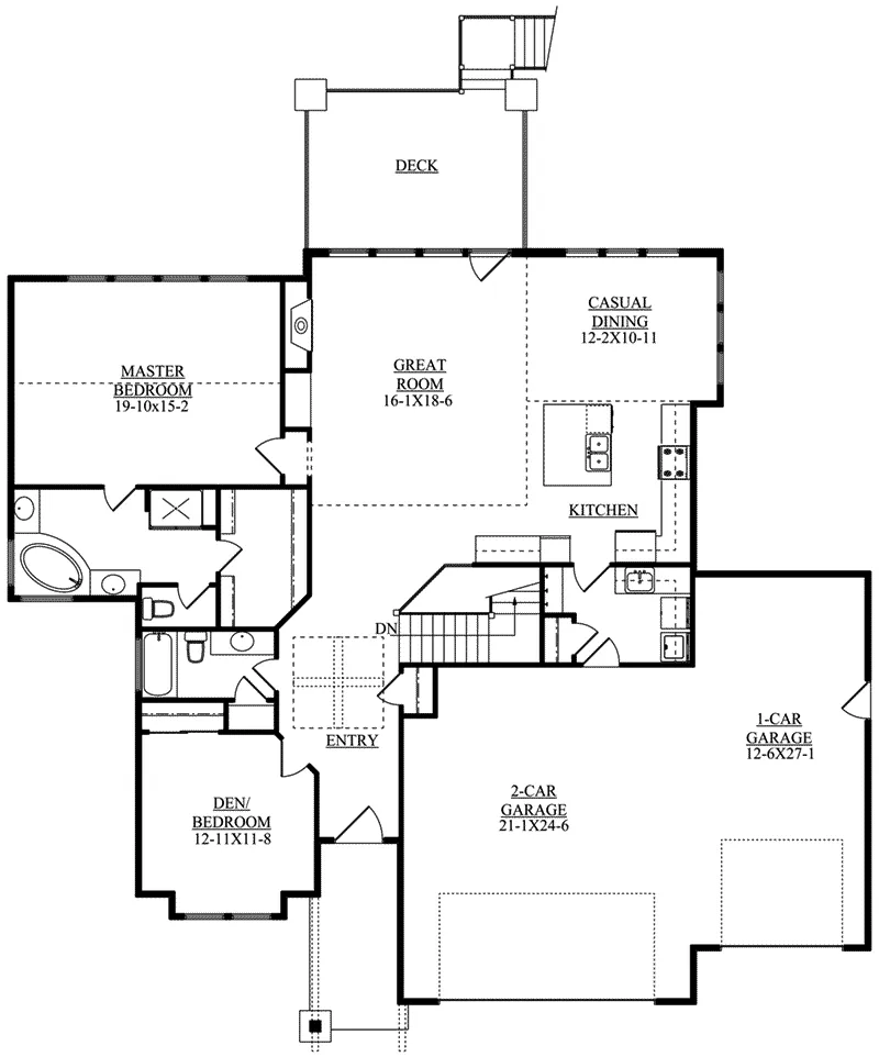 Ranch House Plan First Floor - Torreys Peak Craftsman Home 101D-0039 - Shop House Plans and More