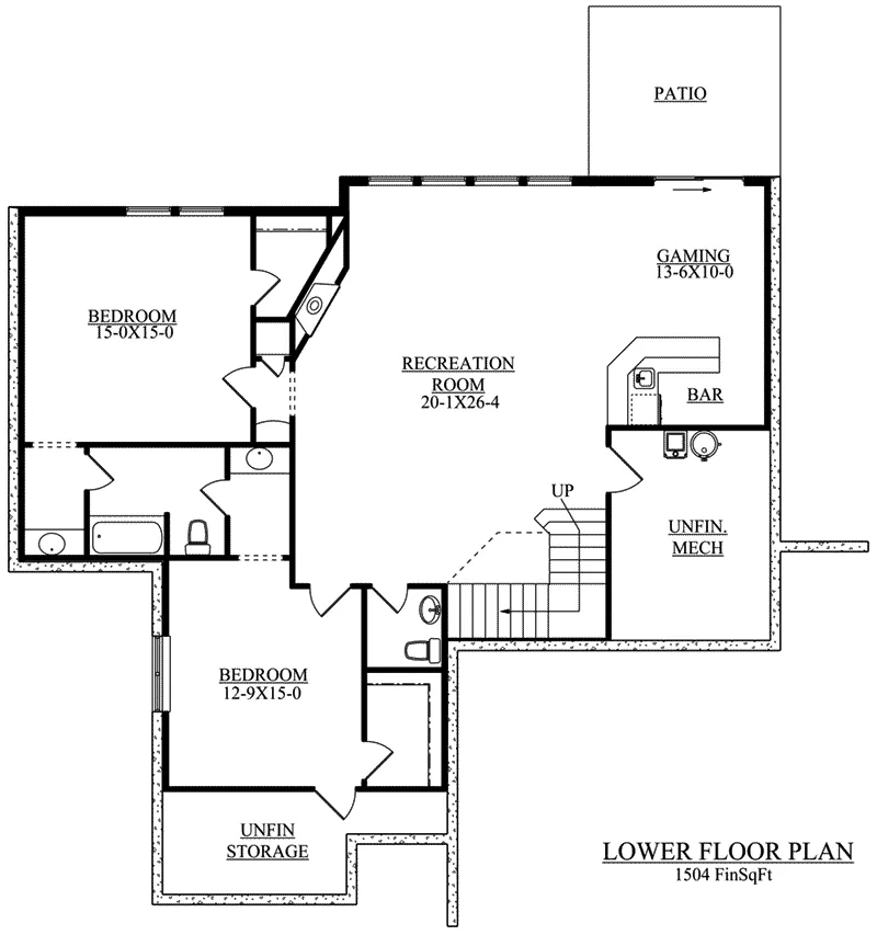 Ranch House Plan Lower Level Floor - Torreys Peak Craftsman Home 101D-0039 - Shop House Plans and More