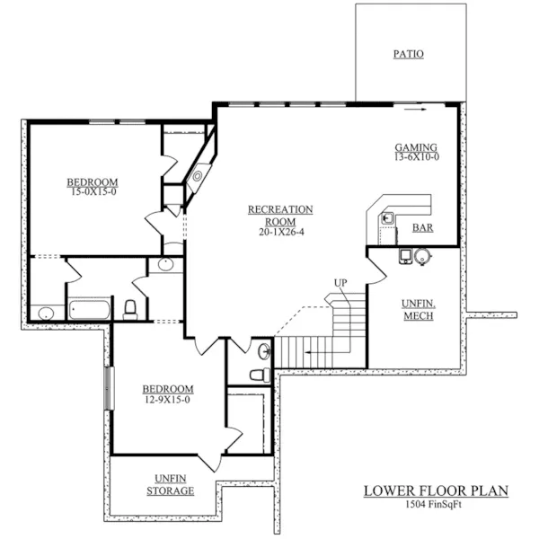 Craftsman House Plan Lower Level Floor - Torreys Peak Craftsman Home 101D-0039 - Shop House Plans and More