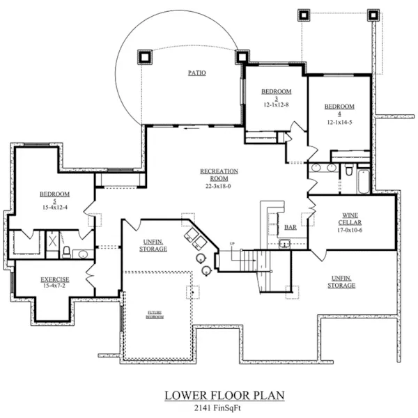 Shingle House Plan Lower Level Floor - Soma Valley Shingle Style Home 101D-0040 - Shop House Plans and More