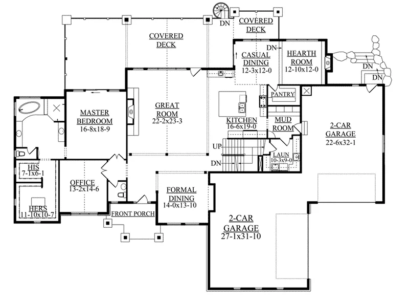 Mountain House Plan First Floor - Graham Farm Country Home 101D-0041 - Search House Plans and More