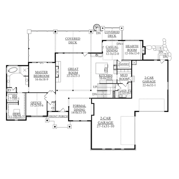 Arts & Crafts House Plan First Floor - Graham Farm Country Home 101D-0041 - Search House Plans and More