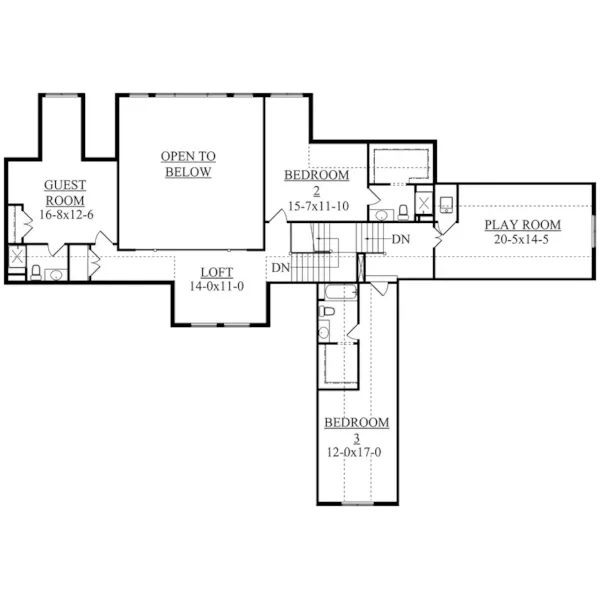 Arts & Crafts House Plan Second Floor - Graham Farm Country Home 101D-0041 - Search House Plans and More