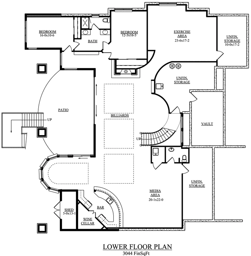 Craftsman House Plan Lower Level Floor - Aaron Creek Country Home 101D-0042 - Search House Plans and More