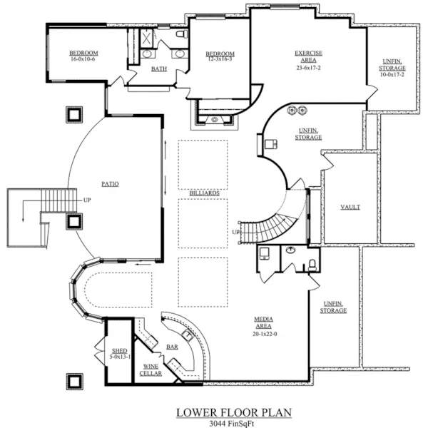 Farmhouse Plan Lower Level Floor - Aaron Creek Country Home 101D-0042 - Search House Plans and More