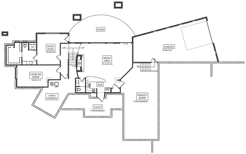 Lower Level Floor - 101D-0043 - Shop House Plans and More