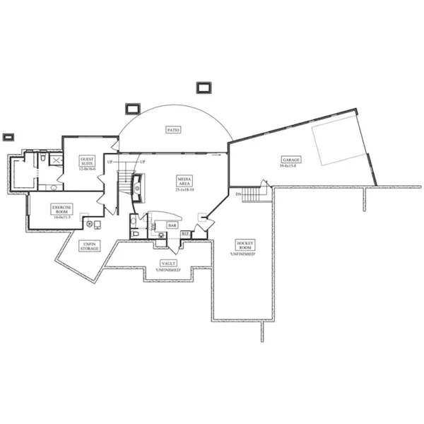 Lower Level Floor - Phoenix Rustic Luxury Home 101D-0043 - Shop House Plans and More