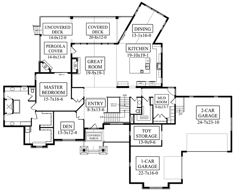 Arts & Crafts House Plan First Floor - Eagle Point Luxury Home 101D-0044 - Search House Plans and More