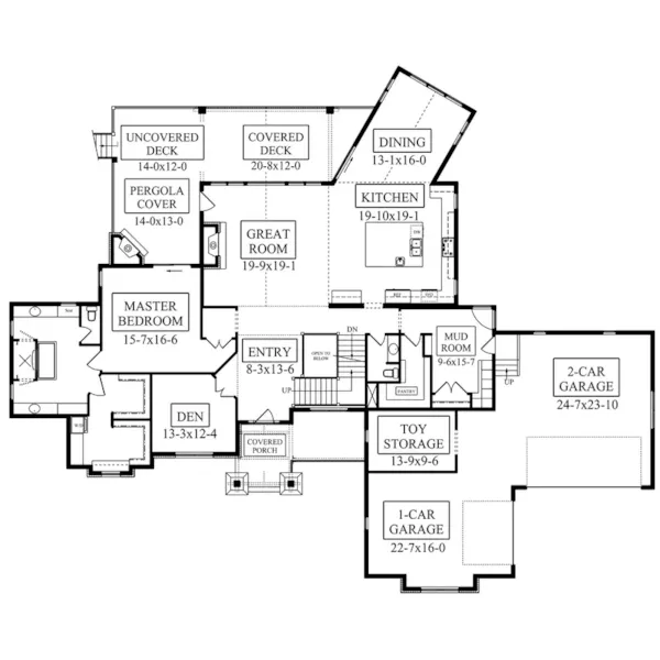 Mountain House Plan First Floor - Eagle Point Luxury Home 101D-0044 - Search House Plans and More