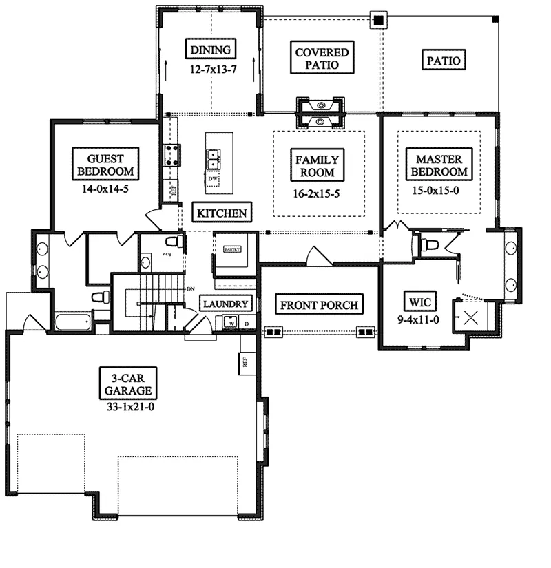 European House Plan First Floor - Burke Creek European Home 101D-0045 - Search House Plans and More