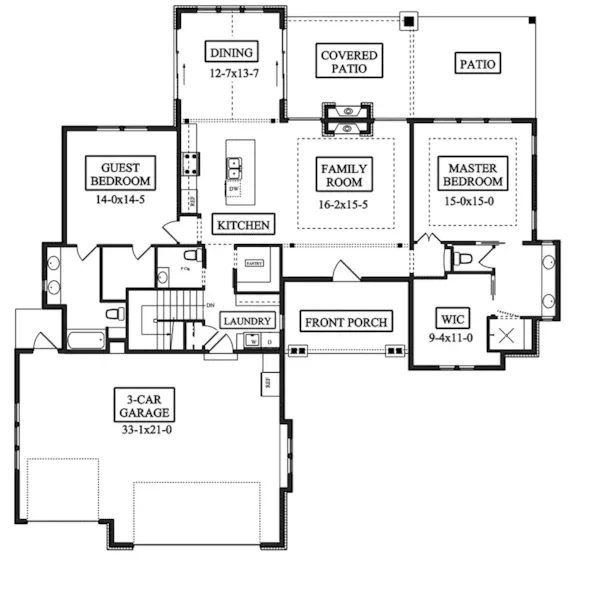 Country French House Plan First Floor - Burke Creek European Home 101D-0045 - Search House Plans and More