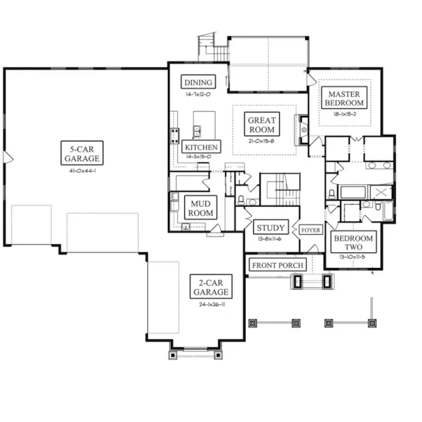 Arts & Crafts House Plan First Floor - Gannon Bay Craftsman Home 101D-0047 - Search House Plans and More