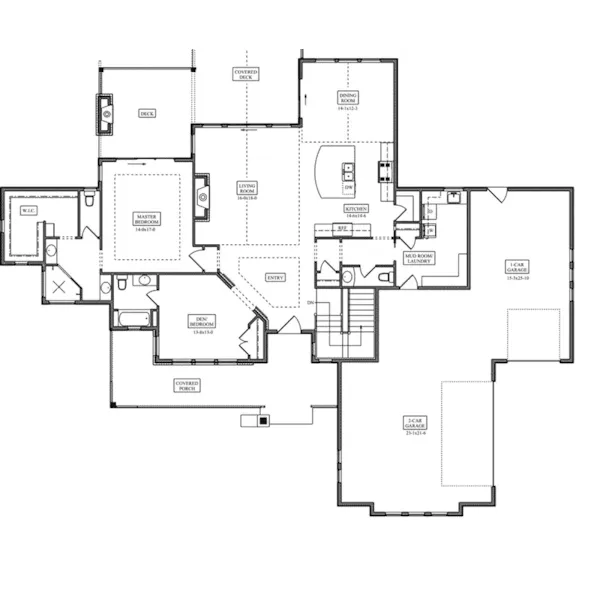 Rustic House Plan First Floor - Palomino Bay Rustic Home 101D-0049 - Shop House Plans and More