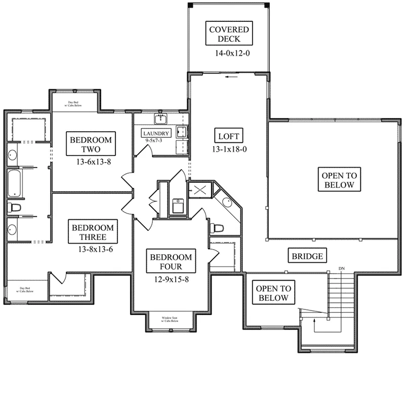 Craftsman House Plan Second Floor - Murphy Bend Luxury Home 101D-0050 - Shop House Plans and More