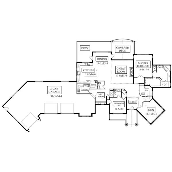 Modern House Plan First Floor - Rodgers Grove Craftsman Home 101D-0052 - Shop House Plans and More