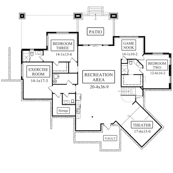 Modern House Plan Lower Level Floor - Rodgers Grove Craftsman Home 101D-0052 - Shop House Plans and More