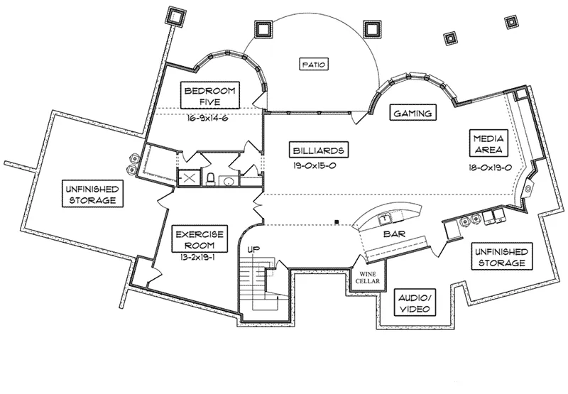 Prairie House Plan Lower Level Floor - Suffolk European Luxury Home 101D-0053 - Shop House Plans and More