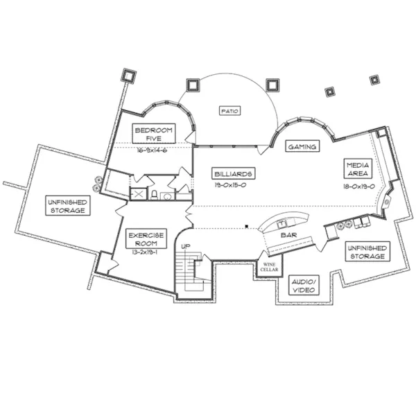 Modern House Plan Lower Level Floor - Suffolk European Luxury Home 101D-0053 - Shop House Plans and More